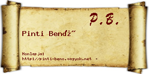 Pinti Benő névjegykártya